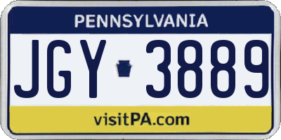 PA license plate JGY3889
