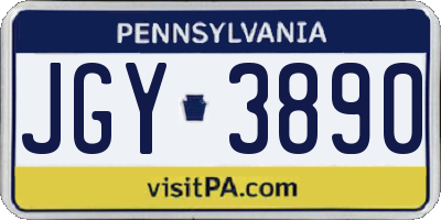 PA license plate JGY3890