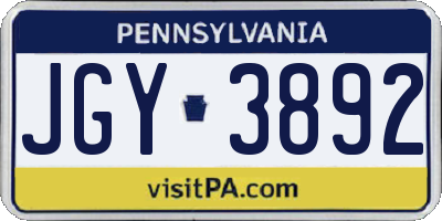 PA license plate JGY3892