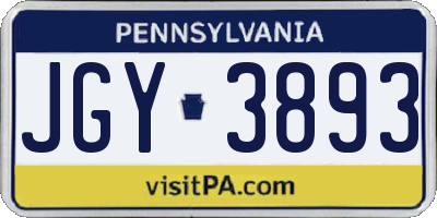 PA license plate JGY3893