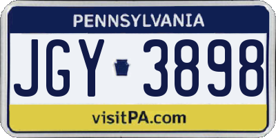 PA license plate JGY3898