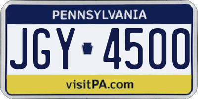 PA license plate JGY4500