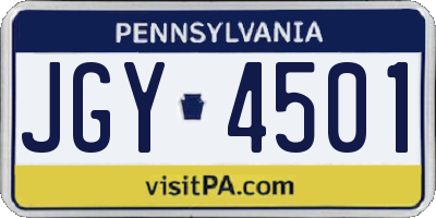 PA license plate JGY4501