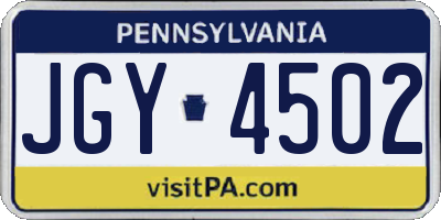 PA license plate JGY4502