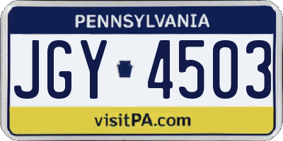 PA license plate JGY4503