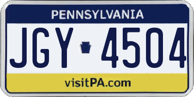 PA license plate JGY4504