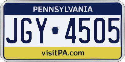 PA license plate JGY4505