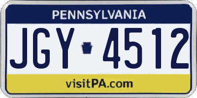 PA license plate JGY4512