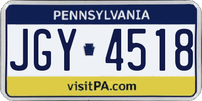 PA license plate JGY4518
