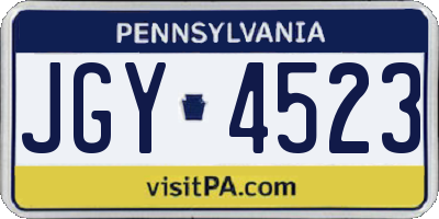 PA license plate JGY4523