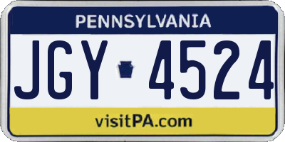 PA license plate JGY4524
