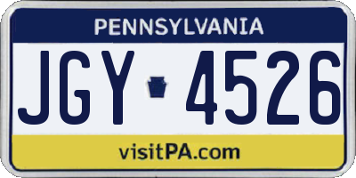 PA license plate JGY4526