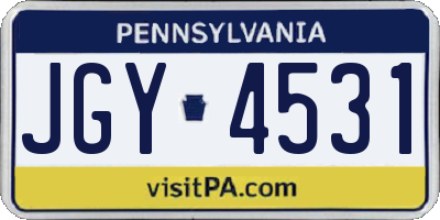 PA license plate JGY4531