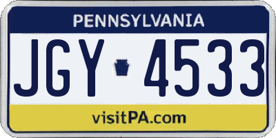 PA license plate JGY4533