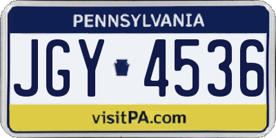 PA license plate JGY4536