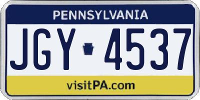 PA license plate JGY4537