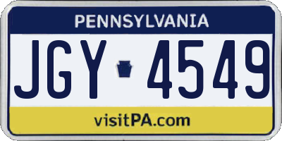 PA license plate JGY4549