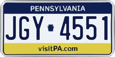 PA license plate JGY4551