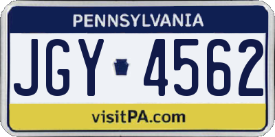 PA license plate JGY4562