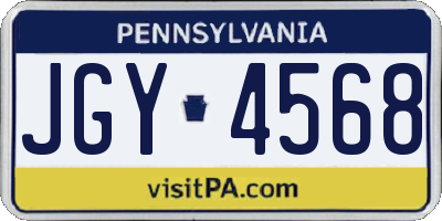 PA license plate JGY4568