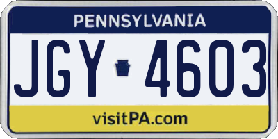 PA license plate JGY4603