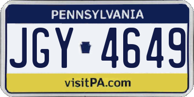 PA license plate JGY4649