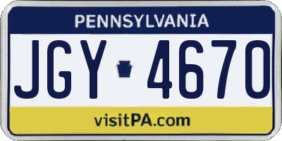 PA license plate JGY4670