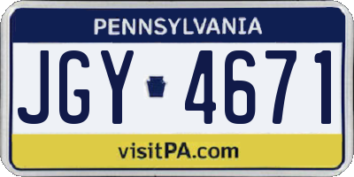 PA license plate JGY4671