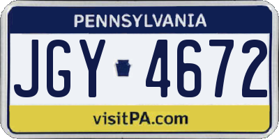 PA license plate JGY4672