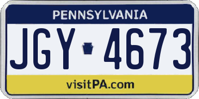 PA license plate JGY4673