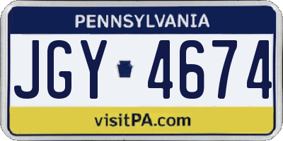 PA license plate JGY4674