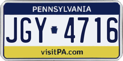 PA license plate JGY4716