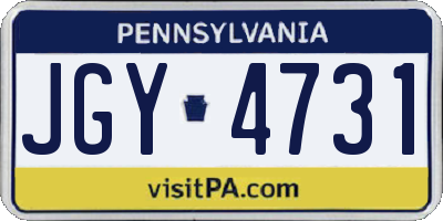 PA license plate JGY4731