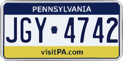 PA license plate JGY4742