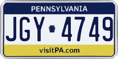 PA license plate JGY4749