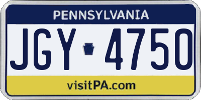 PA license plate JGY4750