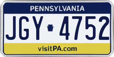 PA license plate JGY4752