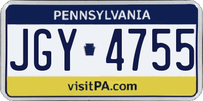 PA license plate JGY4755