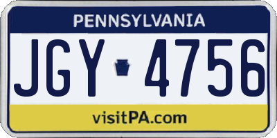 PA license plate JGY4756