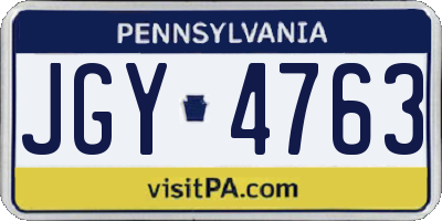 PA license plate JGY4763