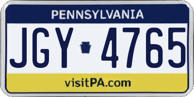 PA license plate JGY4765
