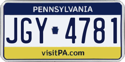 PA license plate JGY4781