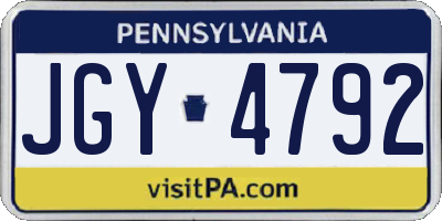 PA license plate JGY4792