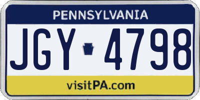 PA license plate JGY4798