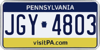 PA license plate JGY4803