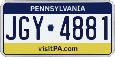 PA license plate JGY4881