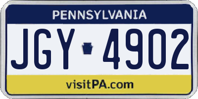 PA license plate JGY4902