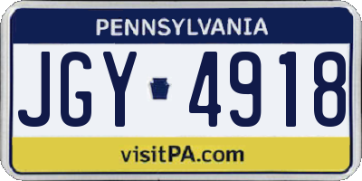 PA license plate JGY4918