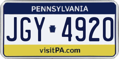 PA license plate JGY4920