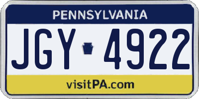 PA license plate JGY4922